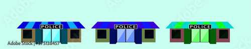 set of police department building cartoon icon design template with various models. vector illustration