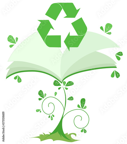 Book plant, Recycled paper concept vector illustration