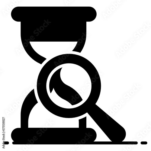 
Sand timer with magnifier, search history icon design 

