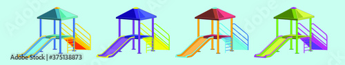 set of water slide mat with various model. vector illustration