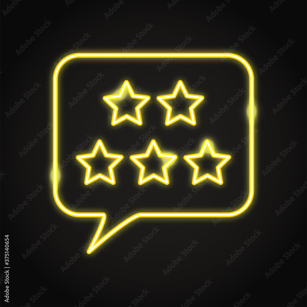 Customer review icon in neon line style Customer review icon in neon line style