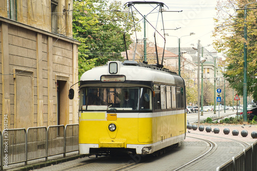 Public transport - tram on the street of Timisoara, Romania 