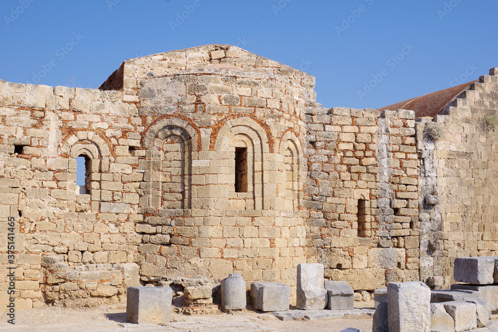 Ruines byzantines présentes sur l'acropole de Lindos