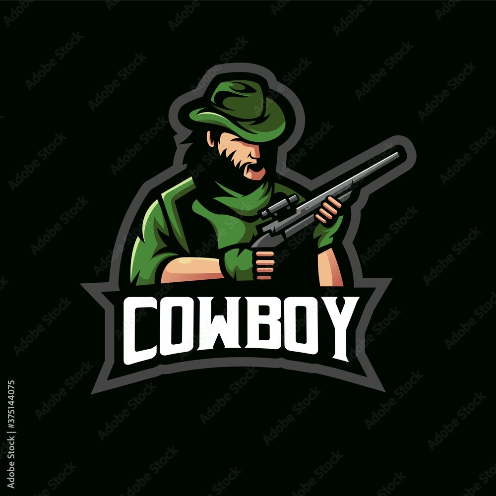 Cowboy e-Sport Mascot Logo Design Illustration Vector Cowboy e-Sport Mascot Logo Design Illustration Vector