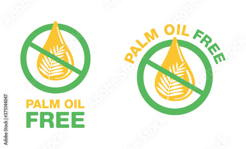 Palm oil free sign - crossed out palm branch - marking for unavailability of harmful food ingredient - isolated vector emblem
