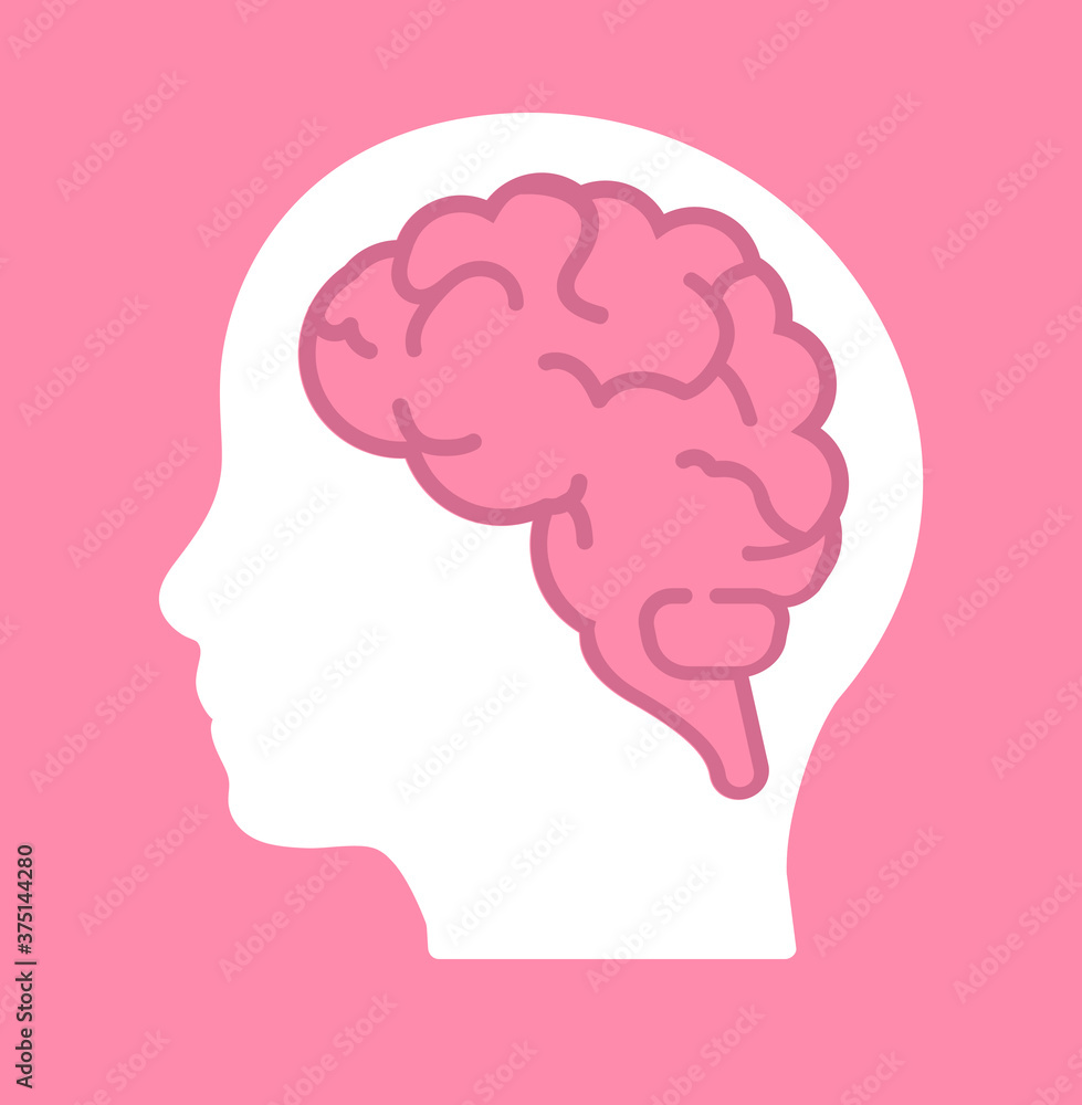 Brain in the human head think design concept Brain in the human head think design concept