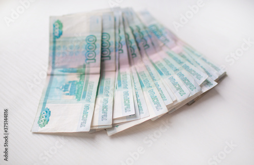 some russian money banknotes thousand rubel photo