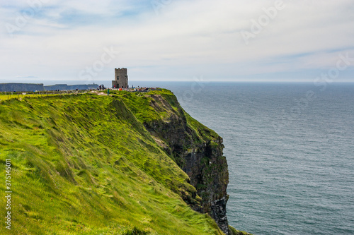 Photo capture of a breathtaking natural nature landscape. Cliffs of moher with O brien s tower  wild atlantic way. Ireland. Europe