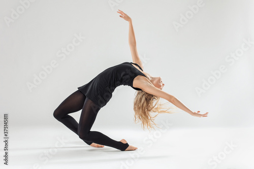 Woman dance contemporary on white background