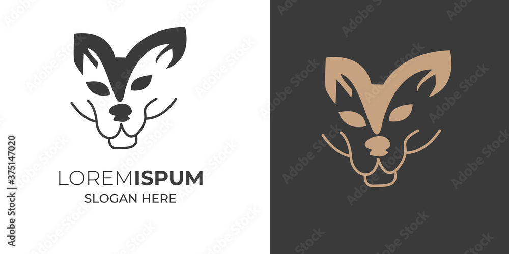 Obraz premium cats play on field funny cute line art logo design .cats silhouette logo template vector illustration vintage minimal retro icon mono line for emblems, badges, labels template 1