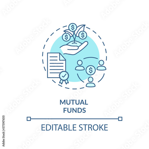 Mutual funds concept icon. Stock market trading, collective investment capital idea thin line illustration. Sharing common budget. Vector isolated outline RGB color drawing. Editable stroke