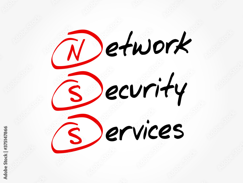 Fototapeta premium NSS - Network Security Services acronym, technology concept background