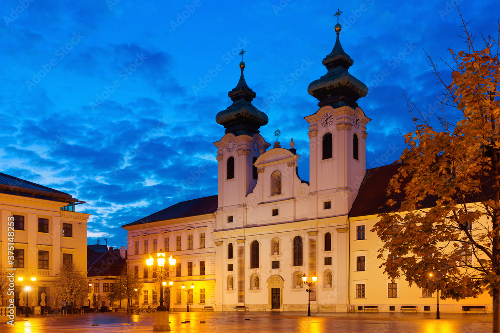 Cathedral of St. Ignatius in Gyor, Hungary. Early Baroque architecture.