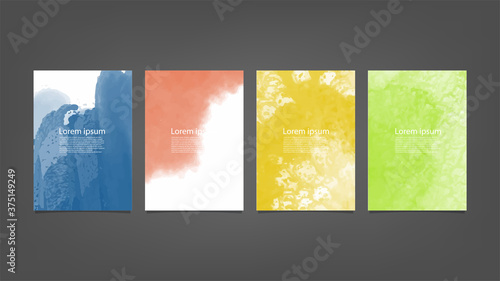 Set of colorful vector watercolor backgrounds for poster, brochure or flyer, Bundle of watercolor posters, flyers or cards