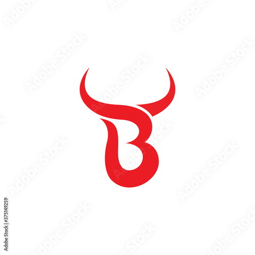 Bull horn looking letter B, vector logo