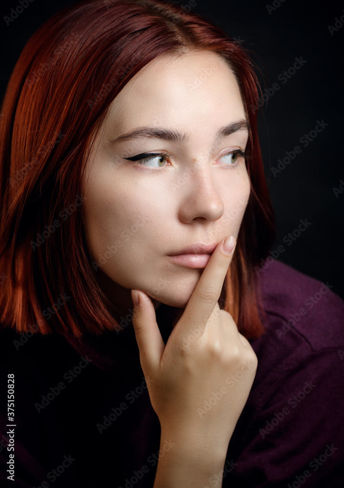 Portrait of a beautiful young woman. Selective focus. Portrait of a beautiful young woman. Selective focus.