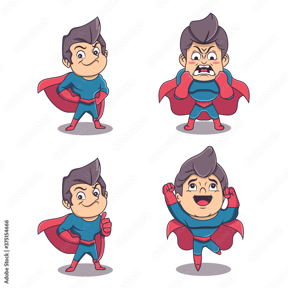 cute superhero with different expression cute superhero with different expression