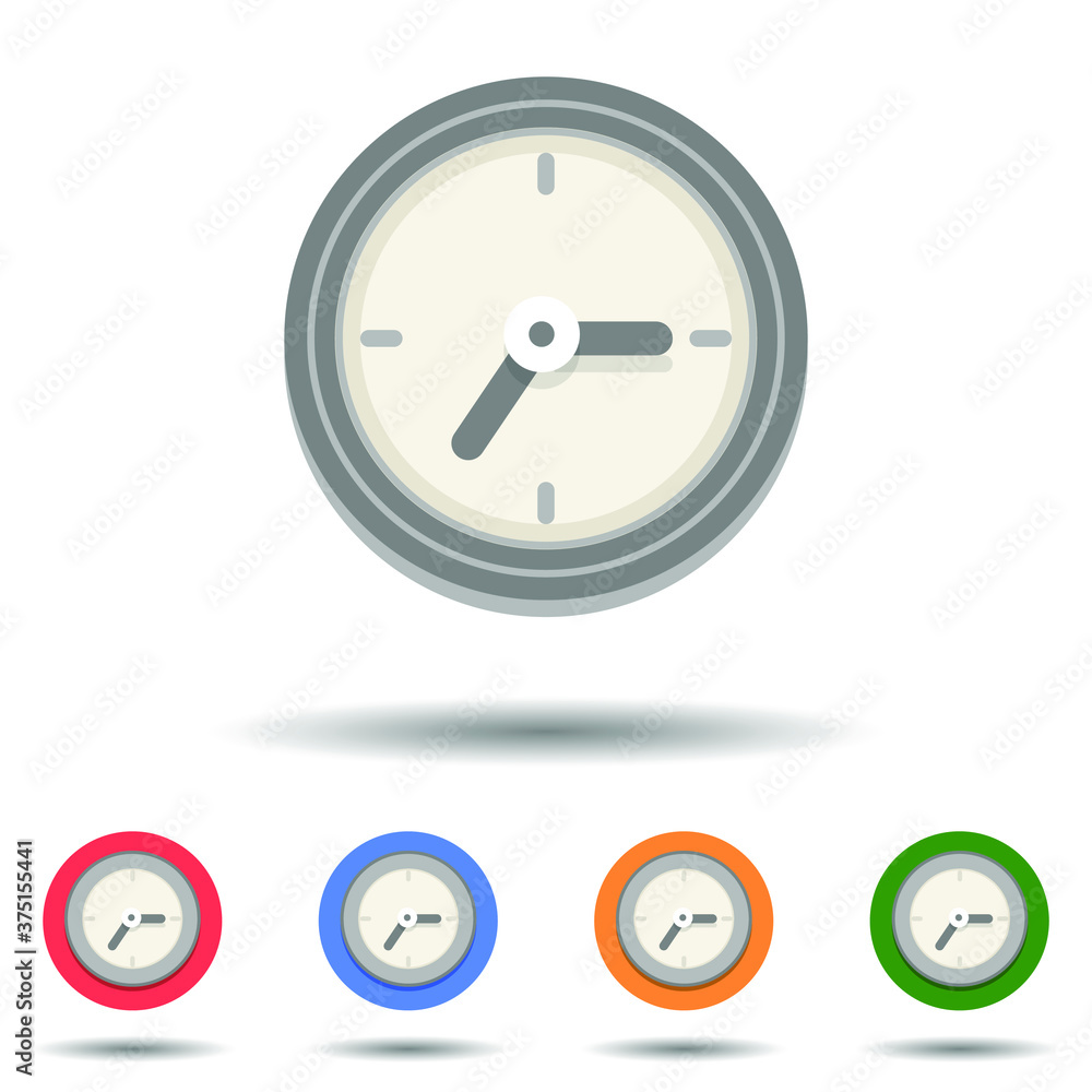 Flat clock icon vector logo isolated on background Flat clock icon vector logo isolated on background