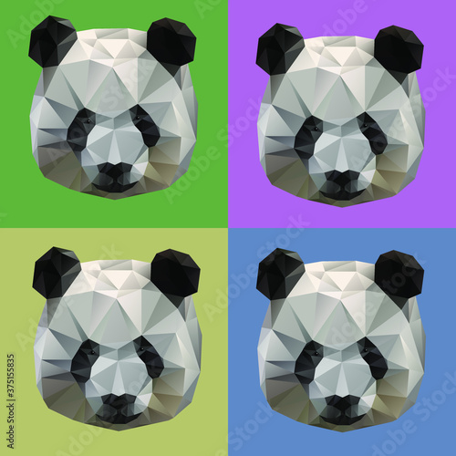 The polygonal cartoon panda bear for logo