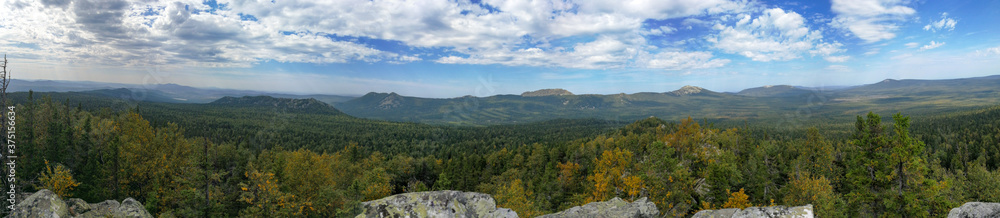 Taganay - panorama with mountains