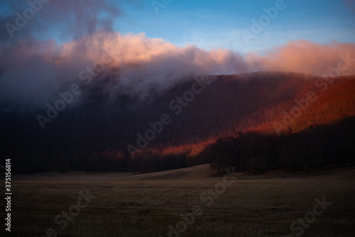 relaxing sunset in the mountains