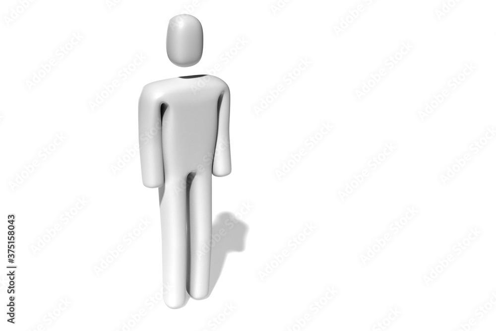 3d character, all white, in human form while walking, on a white background. 3d character, all white, in human form while walking, on a white background.