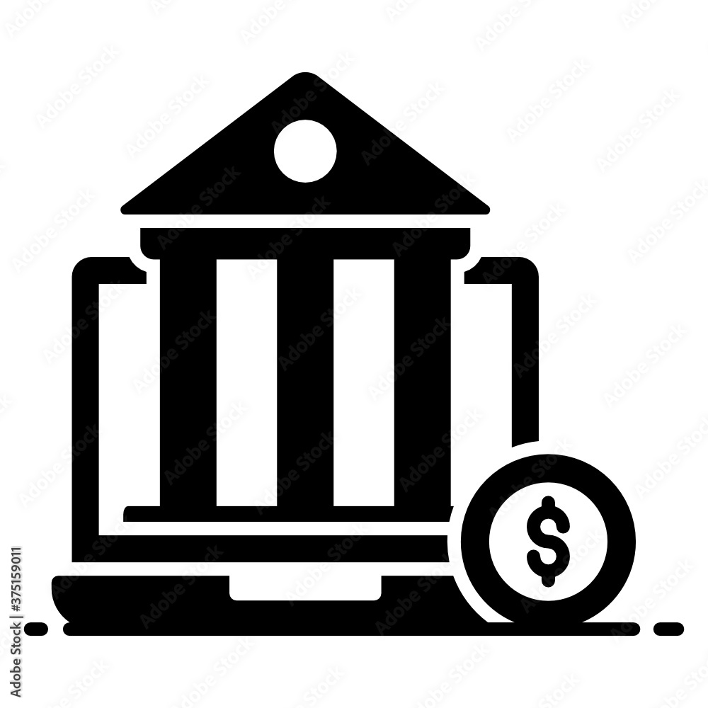 Bank building inside a laptop,
icon design of electronic banking
Bank building inside a laptop,
icon design of electronic banking