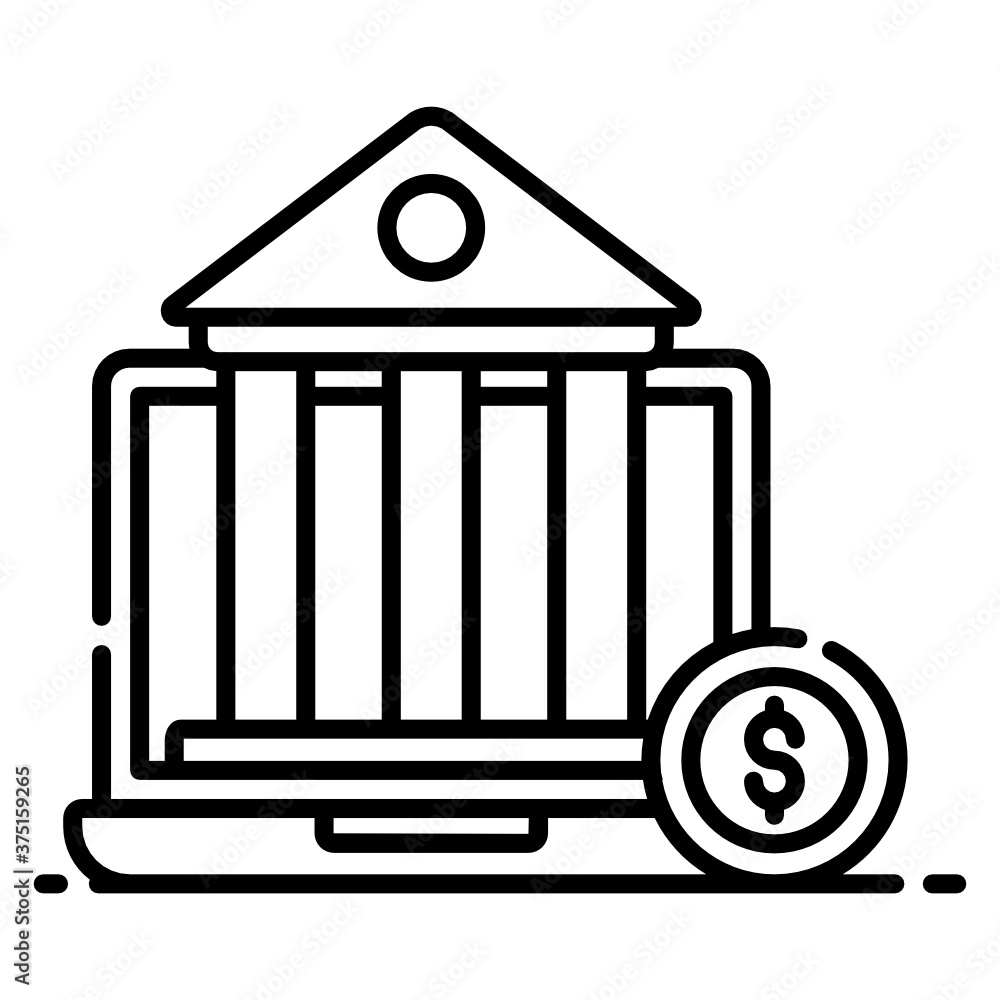 Bank building inside a laptop,
icon design of electronic banking
Bank building inside a laptop,
icon design of electronic banking