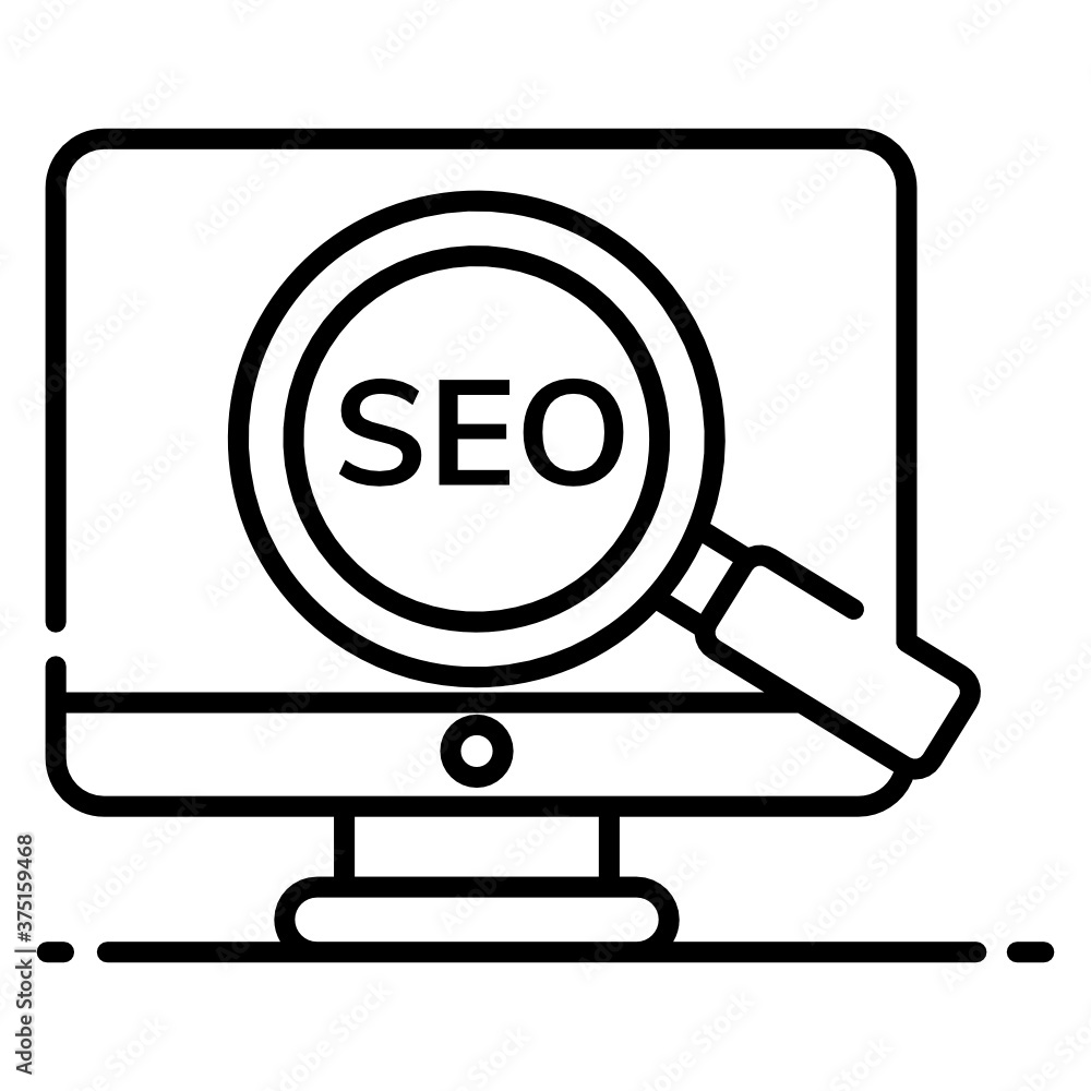 Magnifier with desktop, seo icon in modern flat style
Magnifier with desktop, seo icon in modern flat style