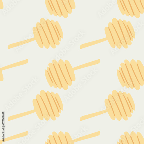 Pastel yellow honeyspoon simple seamless pattern. Light pale background. photo