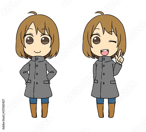 コートの女性