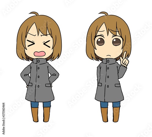 コートの女性