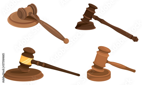 Set of different judges gavels. Law and justice concept.