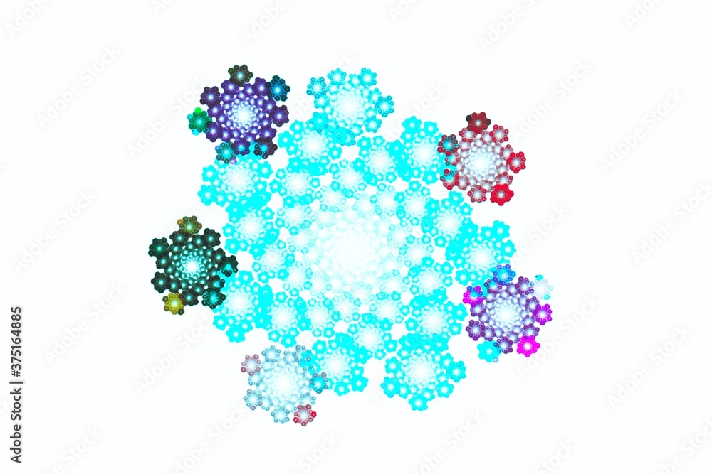 Snowflakes Christmas design background. Glowing colors with turquoise