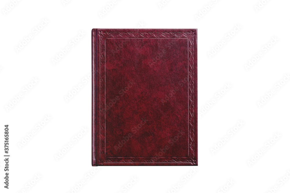 book with cover red color isolated on white background, top view close-up book with cover red color isolated on white background, top view close-up