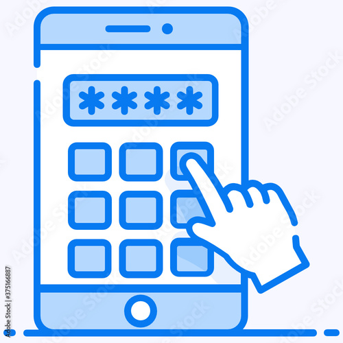 
Mobile password icon in design, pin code vector 
