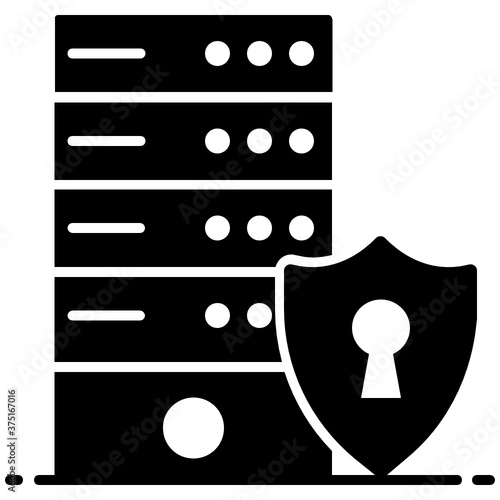 
Shield with server rack showing concept of dataserver security icon
