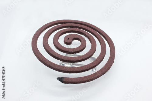 Mosquito repellent coil anti mosquito isolated on white background closeup