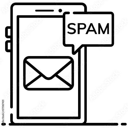 
Envelope inside mobile phone denoting spam message icon
