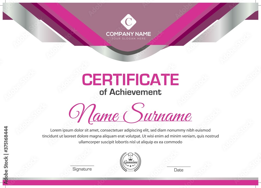Creative pink Creative certificate design Creative pink Creative certificate design
