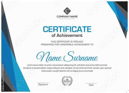 Creative light blue Creative certificate design	