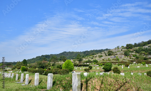 Chuseok, Korean Thanksgiving Day Landscape, at the Hyoja Cemetery Park in Jeonju, South Korea