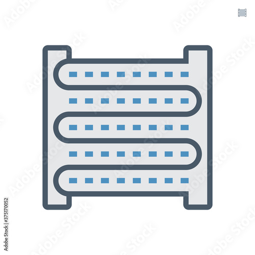 Condenser coil vector icon consist of copper or aluminium tubes, fins for holds refrigerant, gas, pressure in air compressor machine for heating ventilation system, air conditioning hvac. 64x64 px