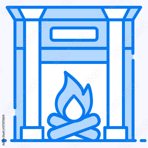 
A stone made structure with fire symbolising a burning fireplace or furnace icon
