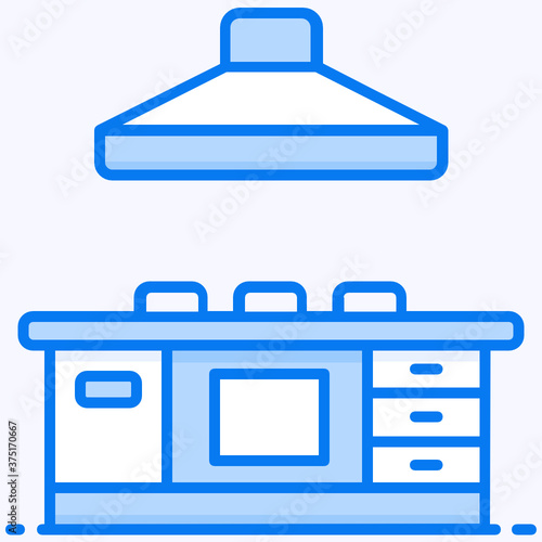 
Modern kitchen room with wooden cabinets and extractor hood
