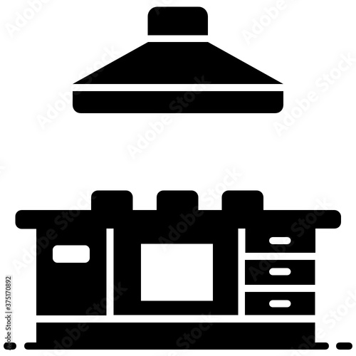 
Modern kitchen room with wooden cabinets and extractor hood
