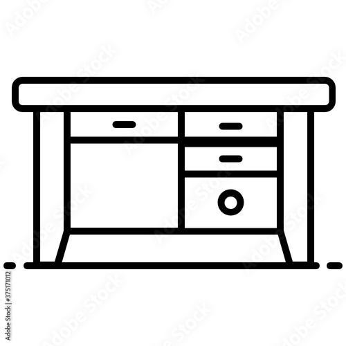  A drawer table icon in design, computer table vector 