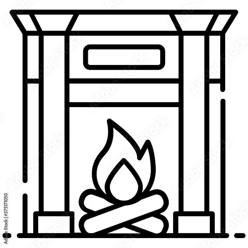 
A stone made structure with fire symbolising a burning fireplace or furnace icon
