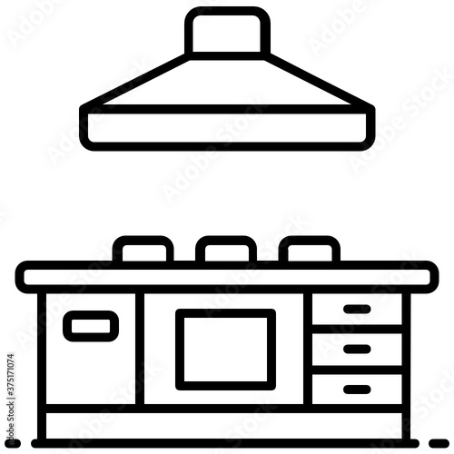 
Modern kitchen room with wooden cabinets and extractor hood
