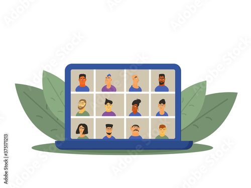 Video conference concept. Online call. Vector flat